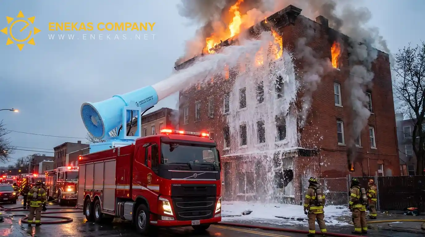 کف پاش نصب شده روی آتش نشانی